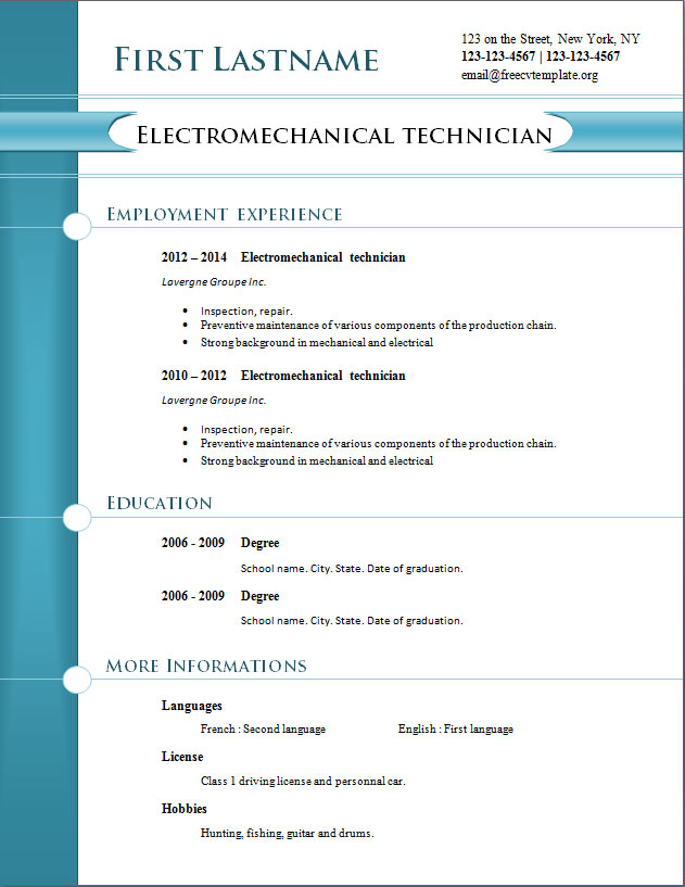 Free Resume CV Template Download