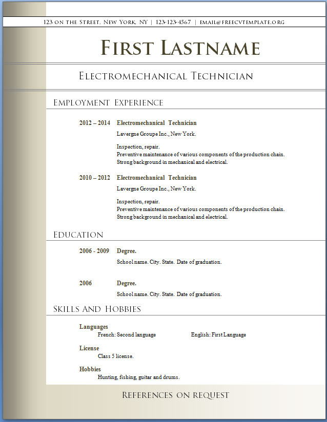 Download Free Resume Template For Word from www.newdesignfile.com