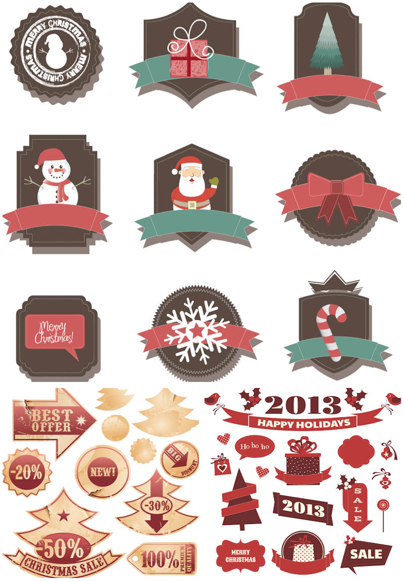 Free Vector Christmas Badges