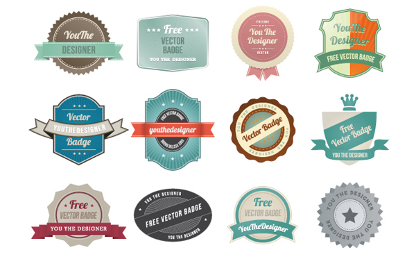 13 Vintage Badges Vector Graphic Images