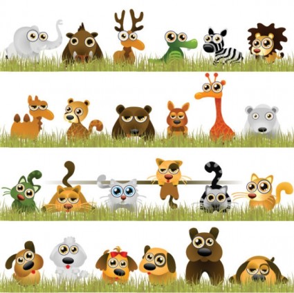 Funny Cartoon Animals Vector