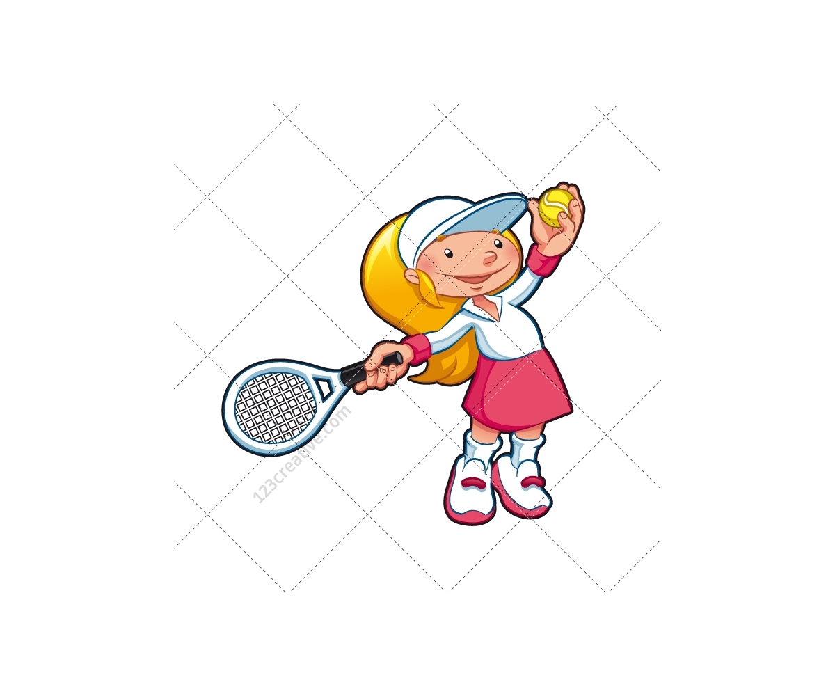 Girl Playing Tennis Players Cartoons