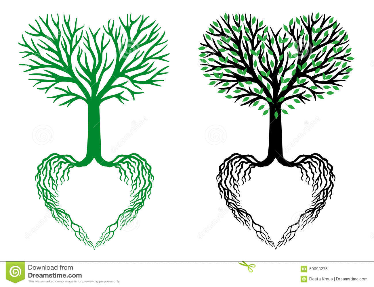 Heart Shaped Tree of Life with Roots