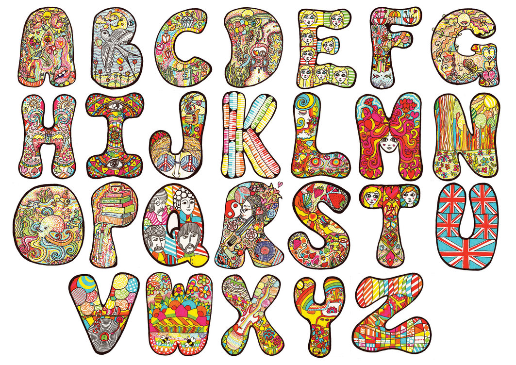 Hippie Alphabet Letters Big