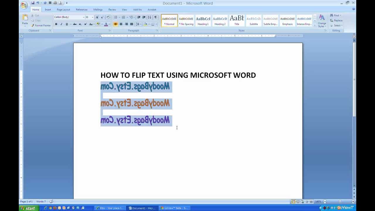 How Do You Flip Text in Microsoft Word 2013