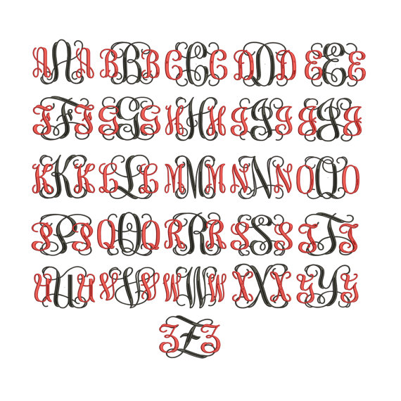 Interlocking Vine Monogram Embroidery Font