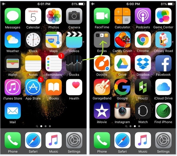 iPhone 6s Home Screen Apps Plus