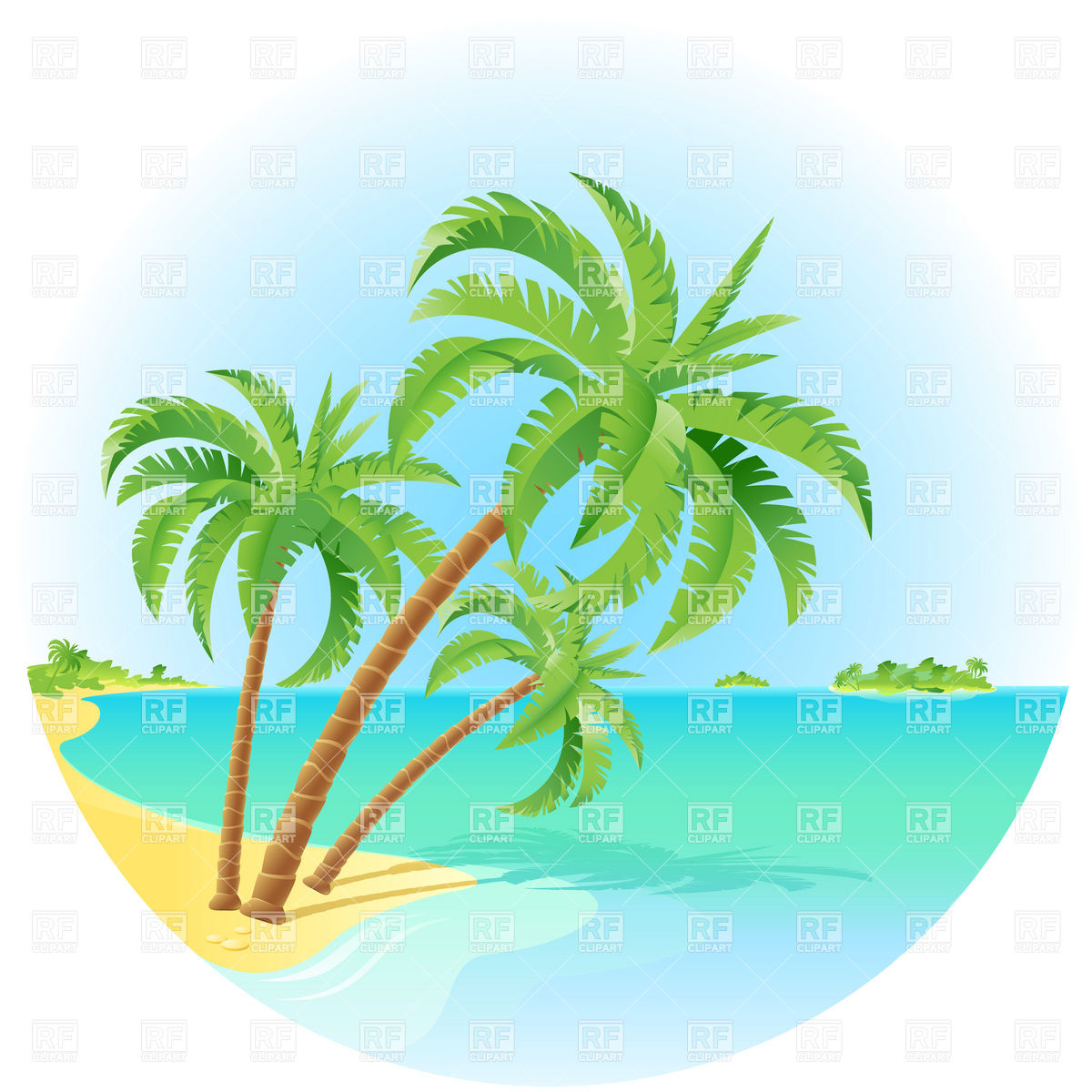 Island with Palm Tree Clip Art