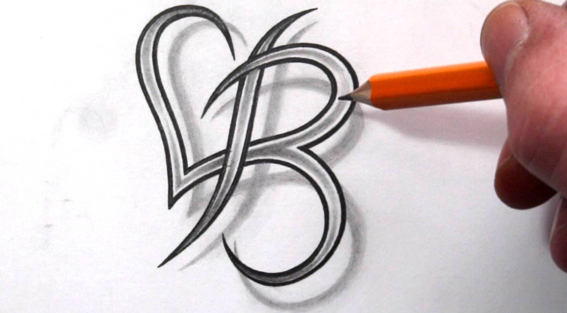 Letter B Heart Tattoo