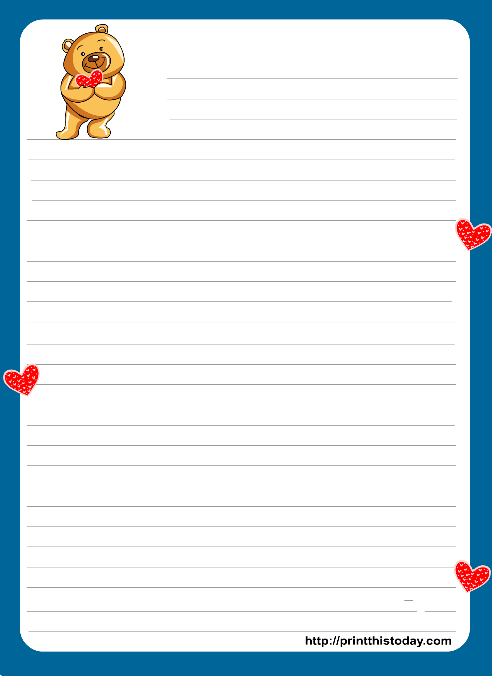 Letter Writing Paper with Borders Letter Writing Paper with Borders