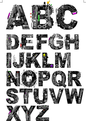 Mechanical Letter Font Alphabet Mechanical Letter Font Alphabet