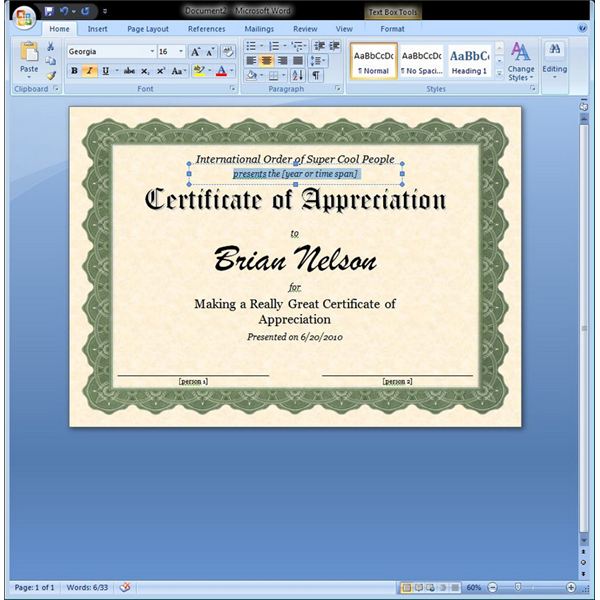 Microsoft Office Word Certificate Templates