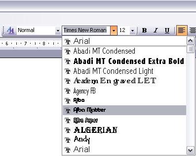 Microsoft Word Fonts List Microsoft Word Fonts List