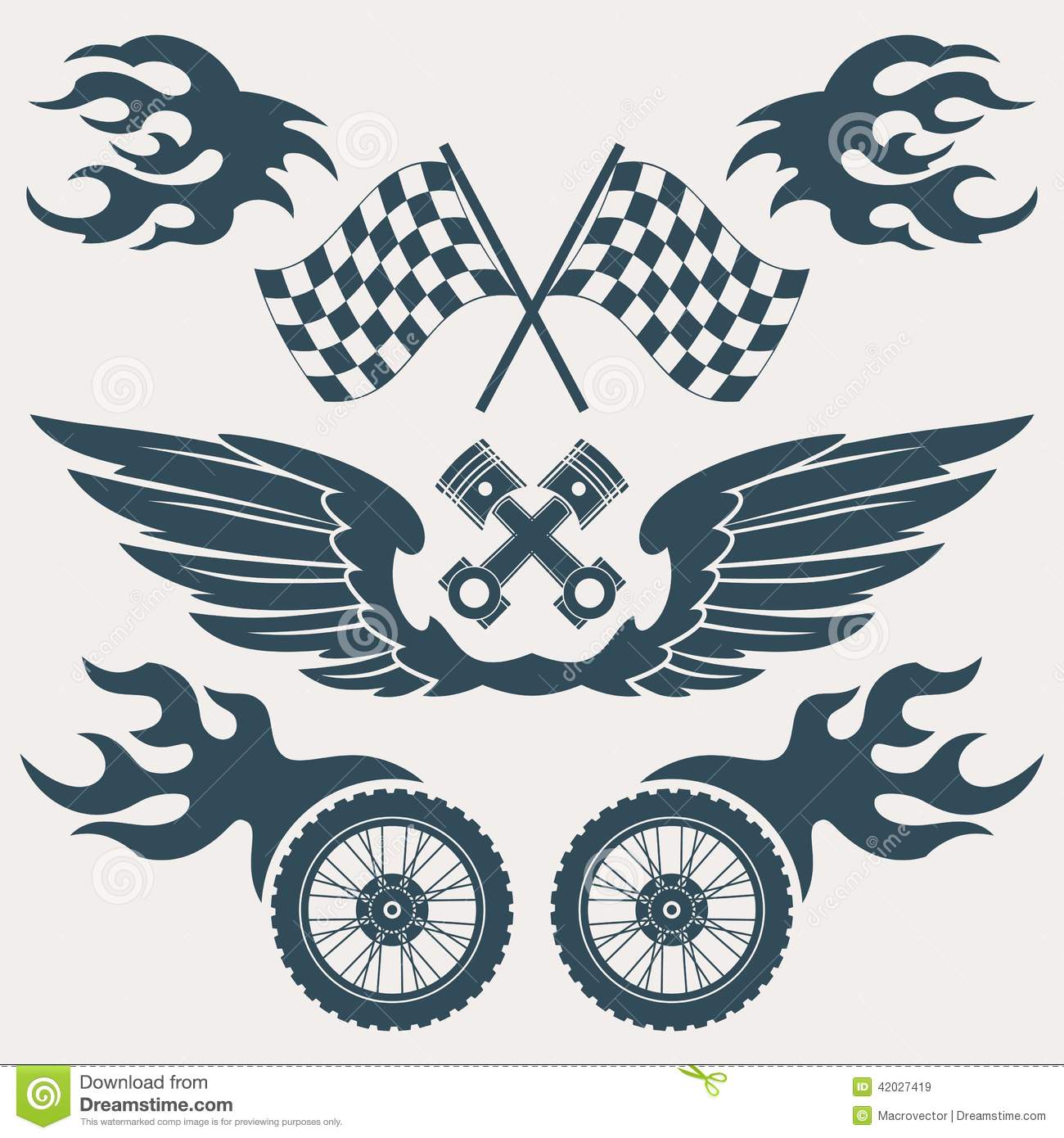 Motorcycle Clip Art Vector Wings