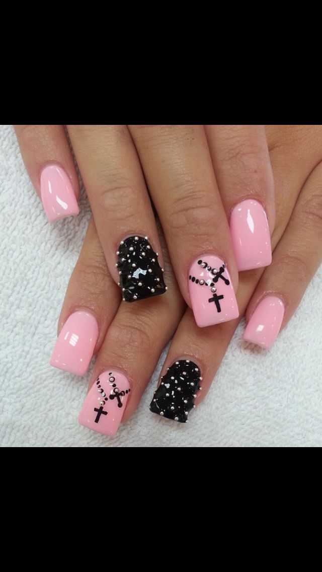 Nails with Cross Design