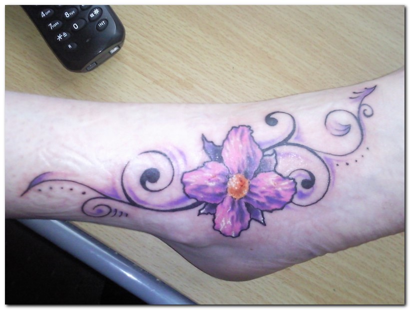 Orchid Flower Tattoos On Foot