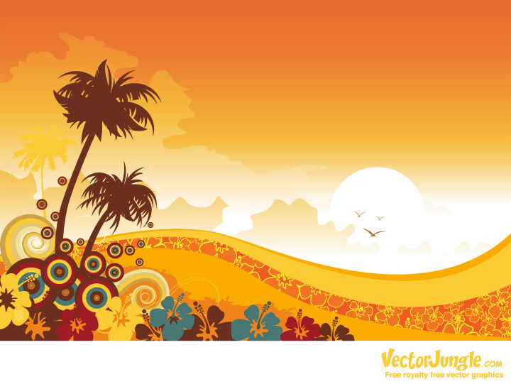 Palm Beach Sunset Vector Art