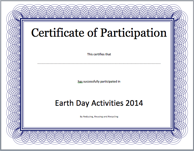 Participation Certificate Template