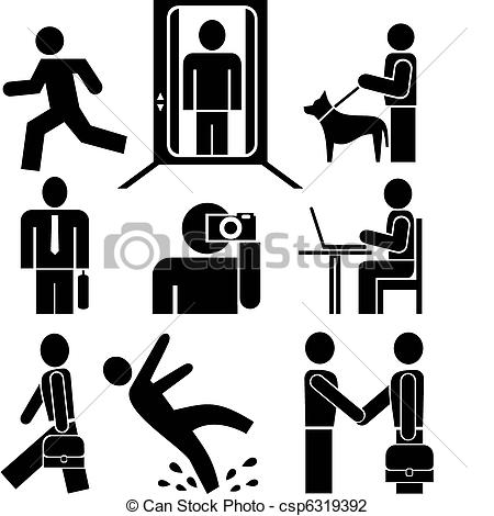 People at Work Clip Art Black and White