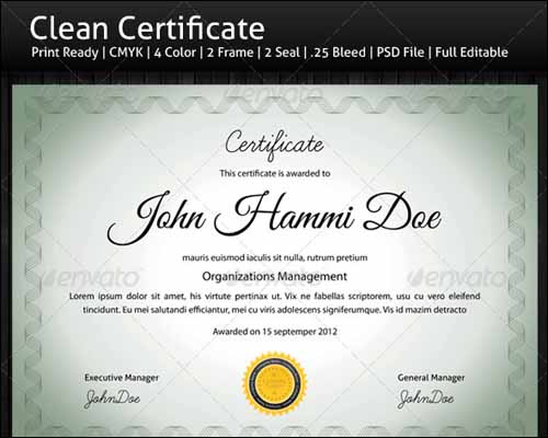 PSD Certificate Template Free