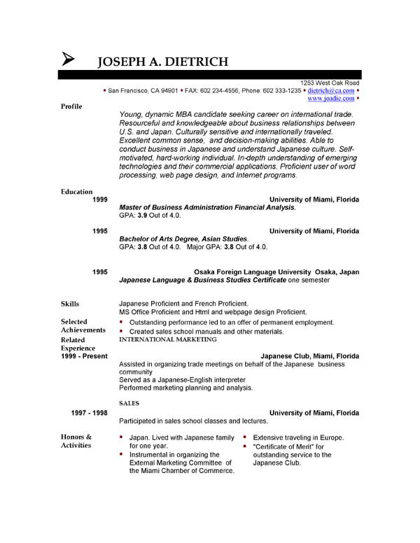 Resume Templates Free Download