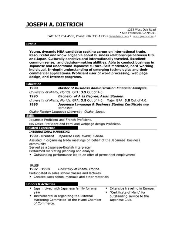 Resume Templates Free Download