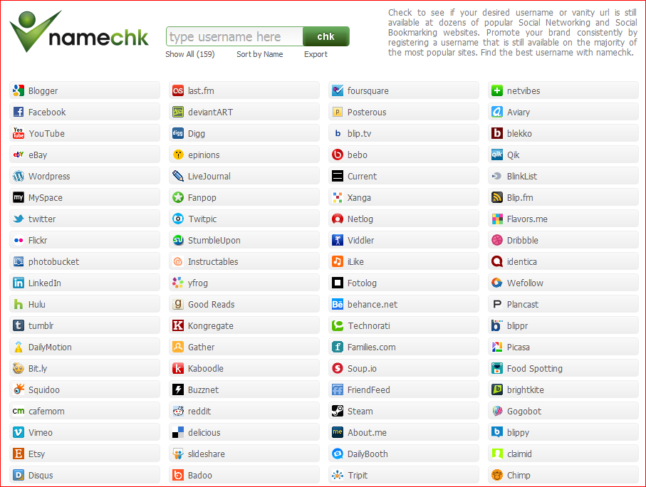 Social Media Site Logos and Names