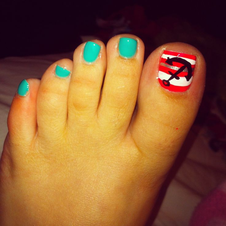 Teal and Silver Toe Nail Designs