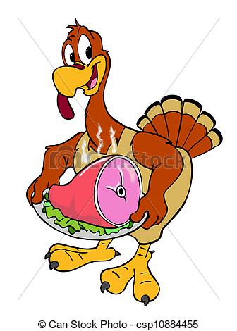 Thanksgiving Turkey and Ham Clip Art
