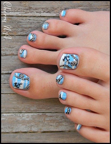 Toe Nail Art Designs with Anchor Toe Nail Art Designs with Anchor