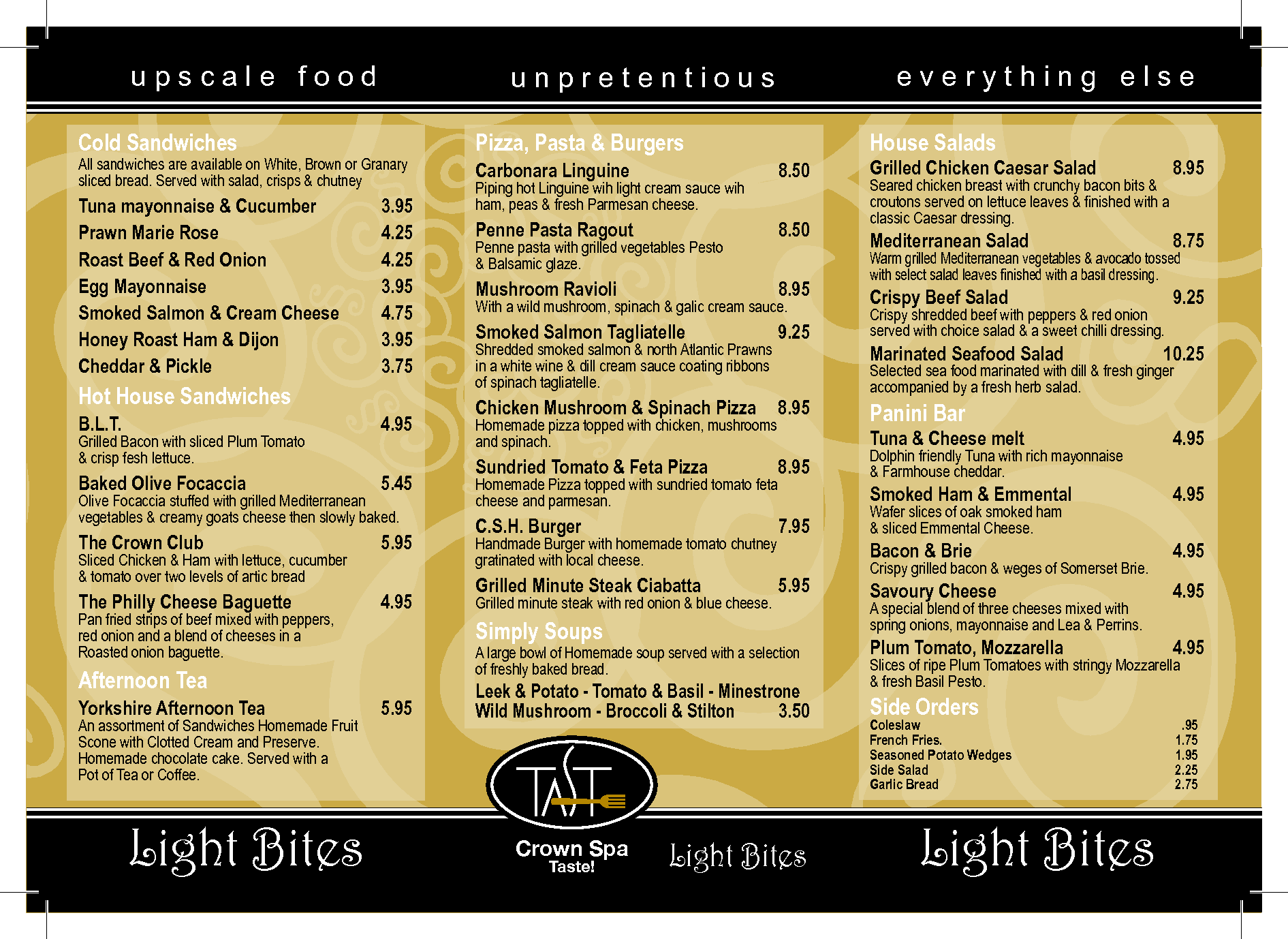 Upscale Bar Food Menu Template Upscale Bar Food Menu Template