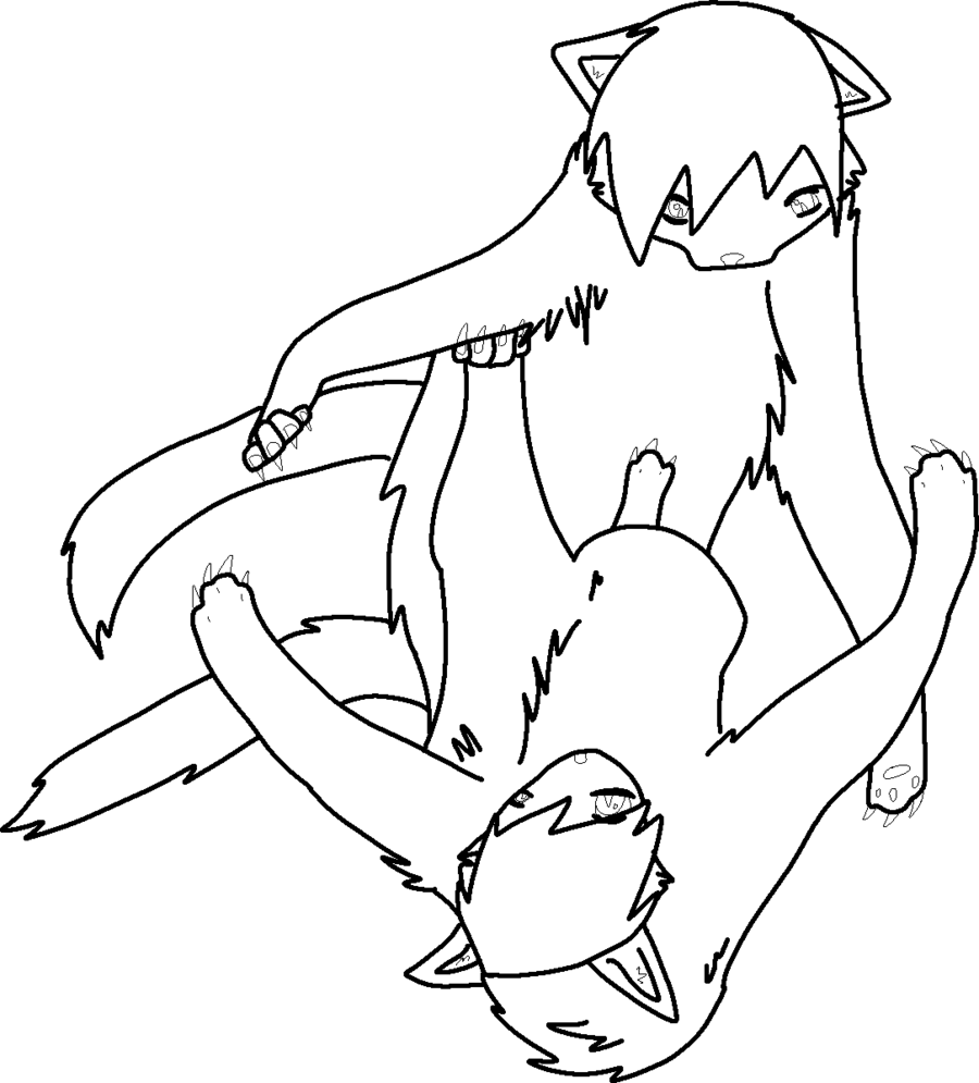 Warrior Cat Fight Line Art