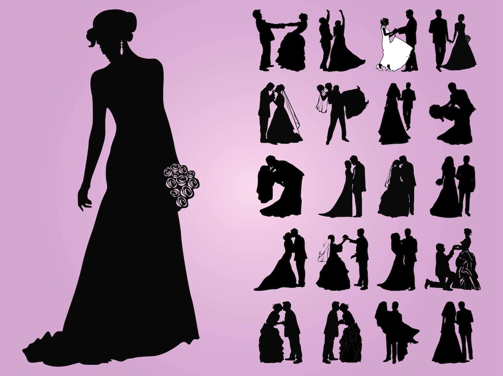 Wedding Party Silhouette Vector