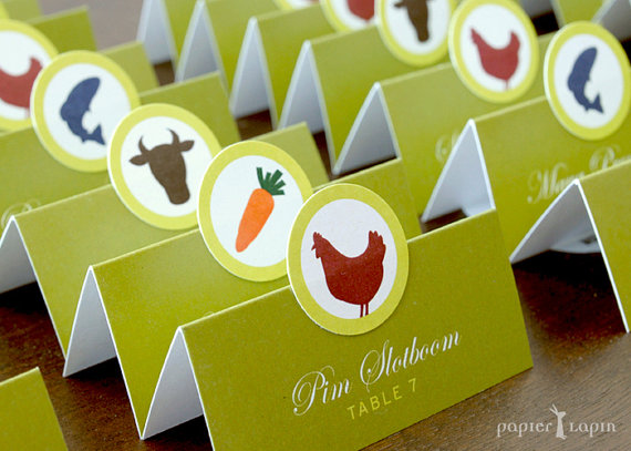 Wedding Place Card Food Icons