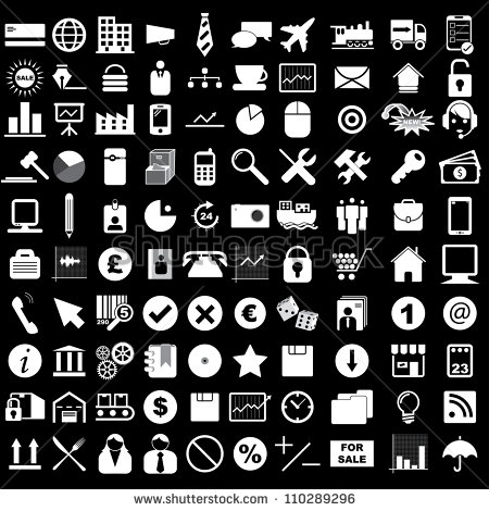 White Business Icons Vector