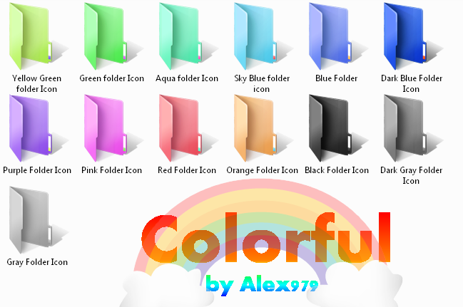 13 Colored Individual Folder Icons Images