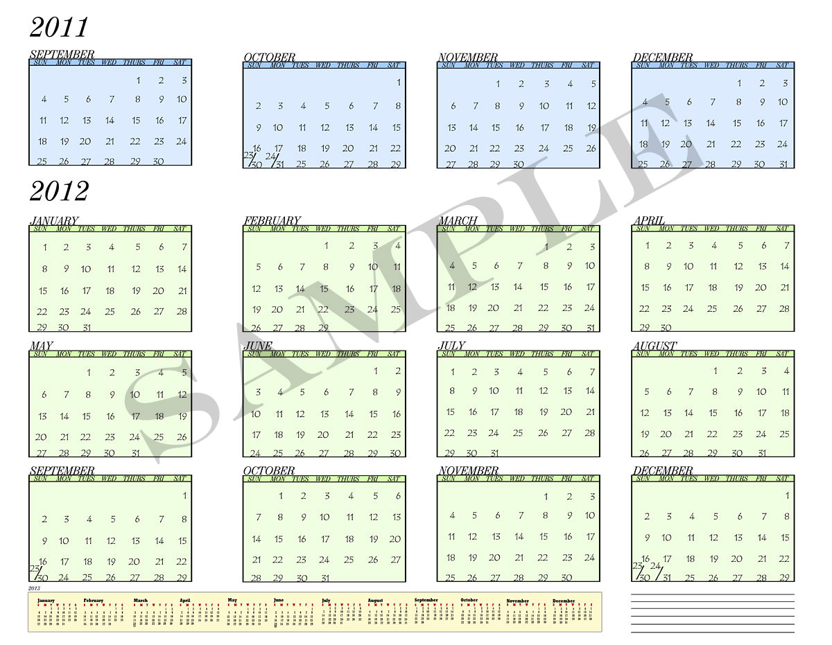 16 Month Calendar Template