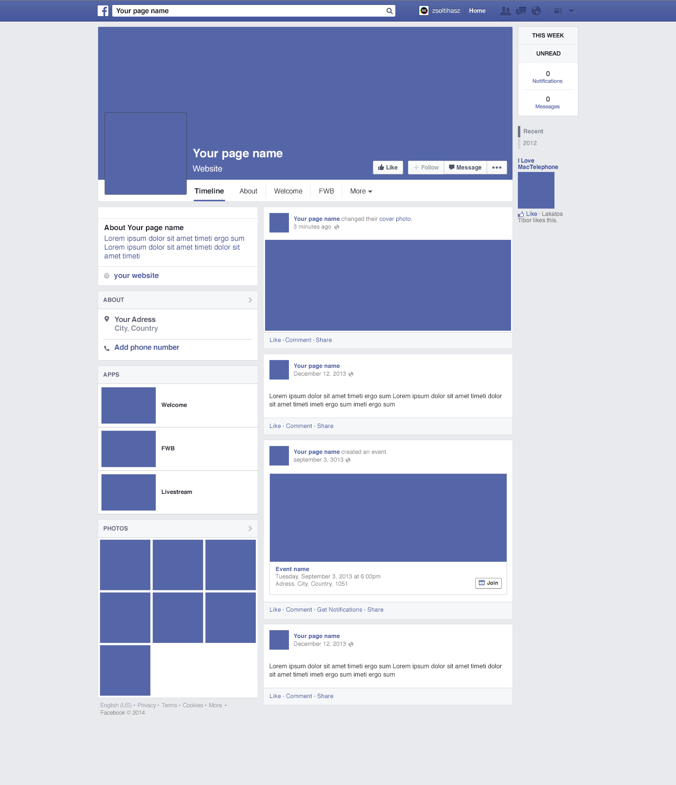 2014 Facebook Page Template