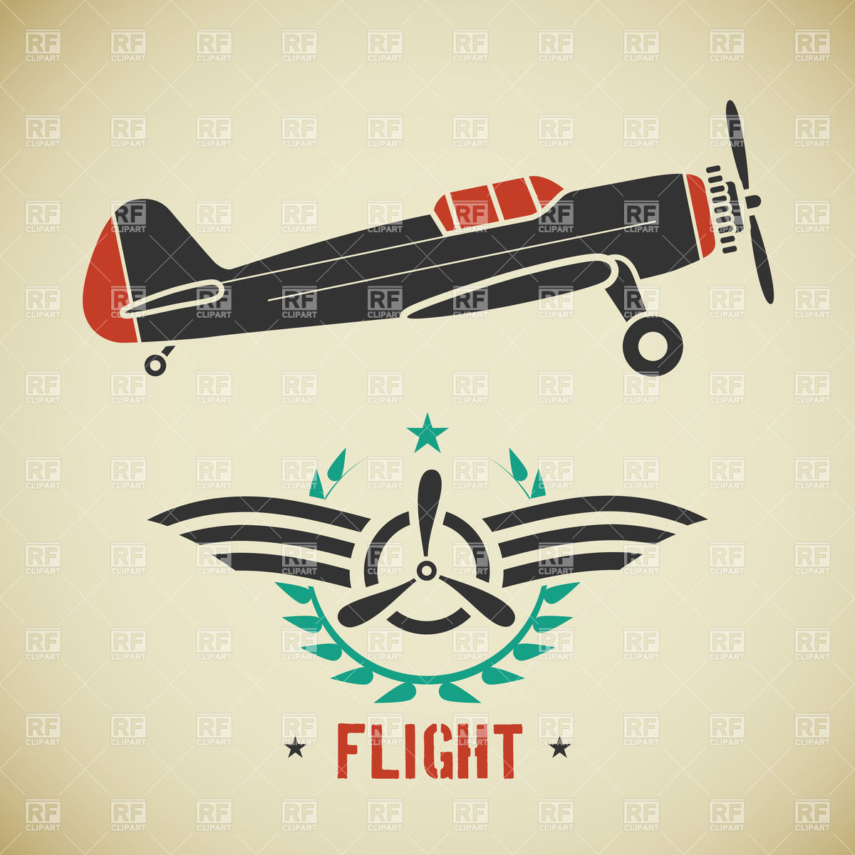 Airplane Propeller and Wings Clip Art