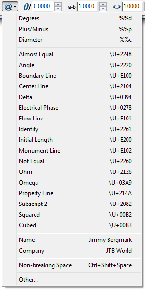 AutoCAD Text Symbol Codes