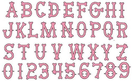 Biker Bones Font Embroidery