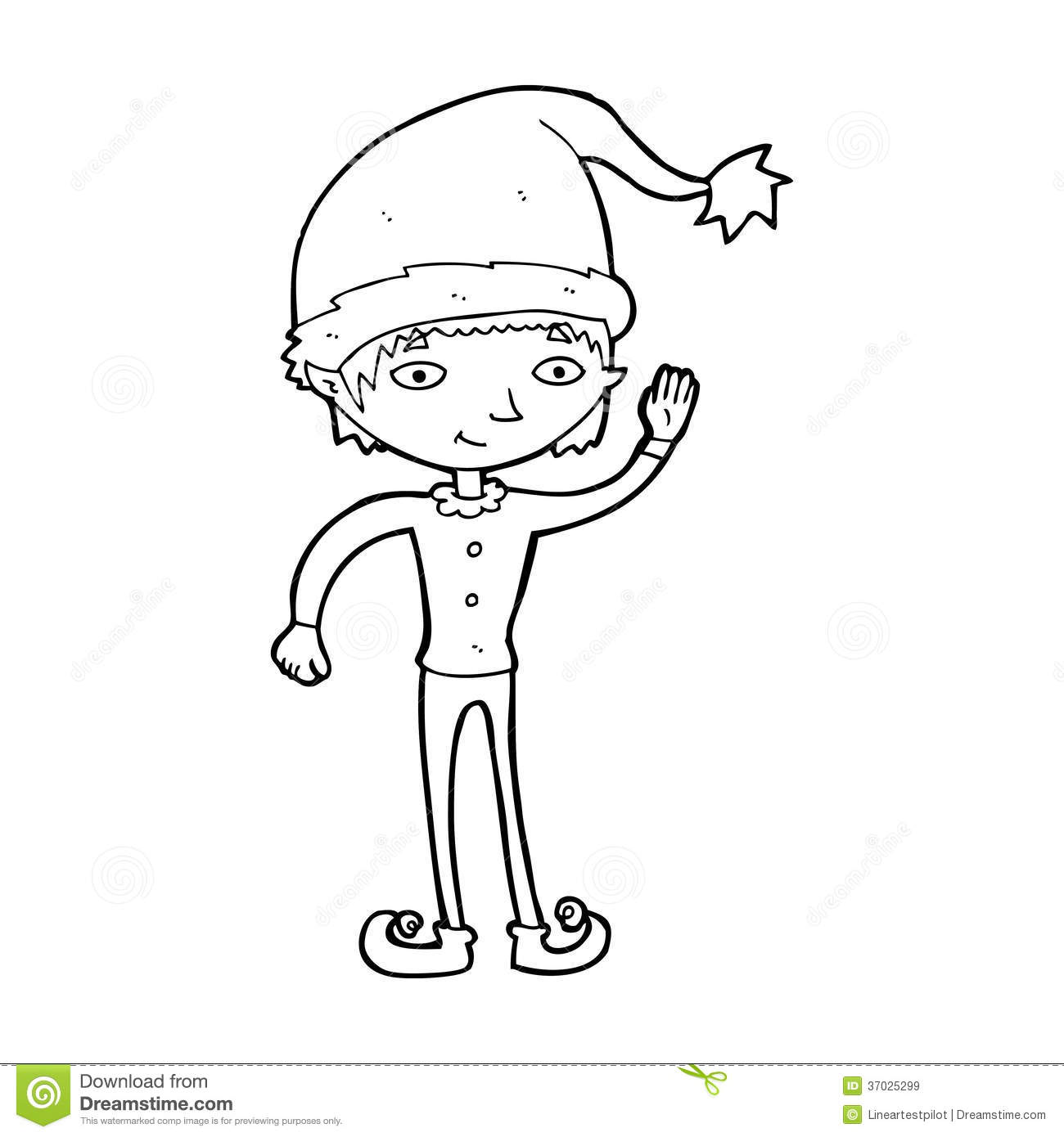 Black and White Cartoon Christmas Elves