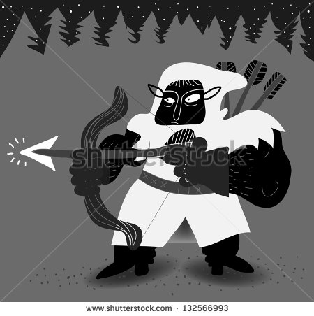 Black and White Cartoon Elf Archer