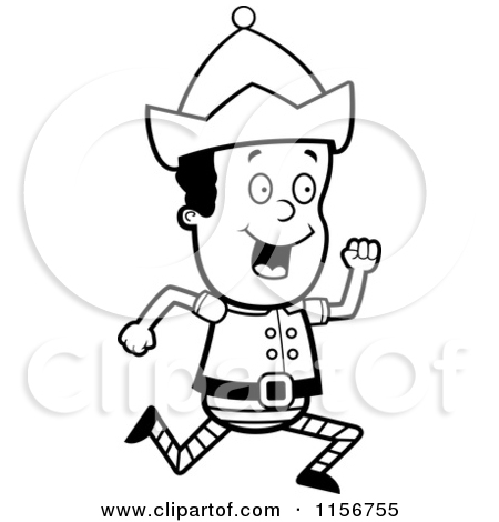 Black and White Cartoon Elf