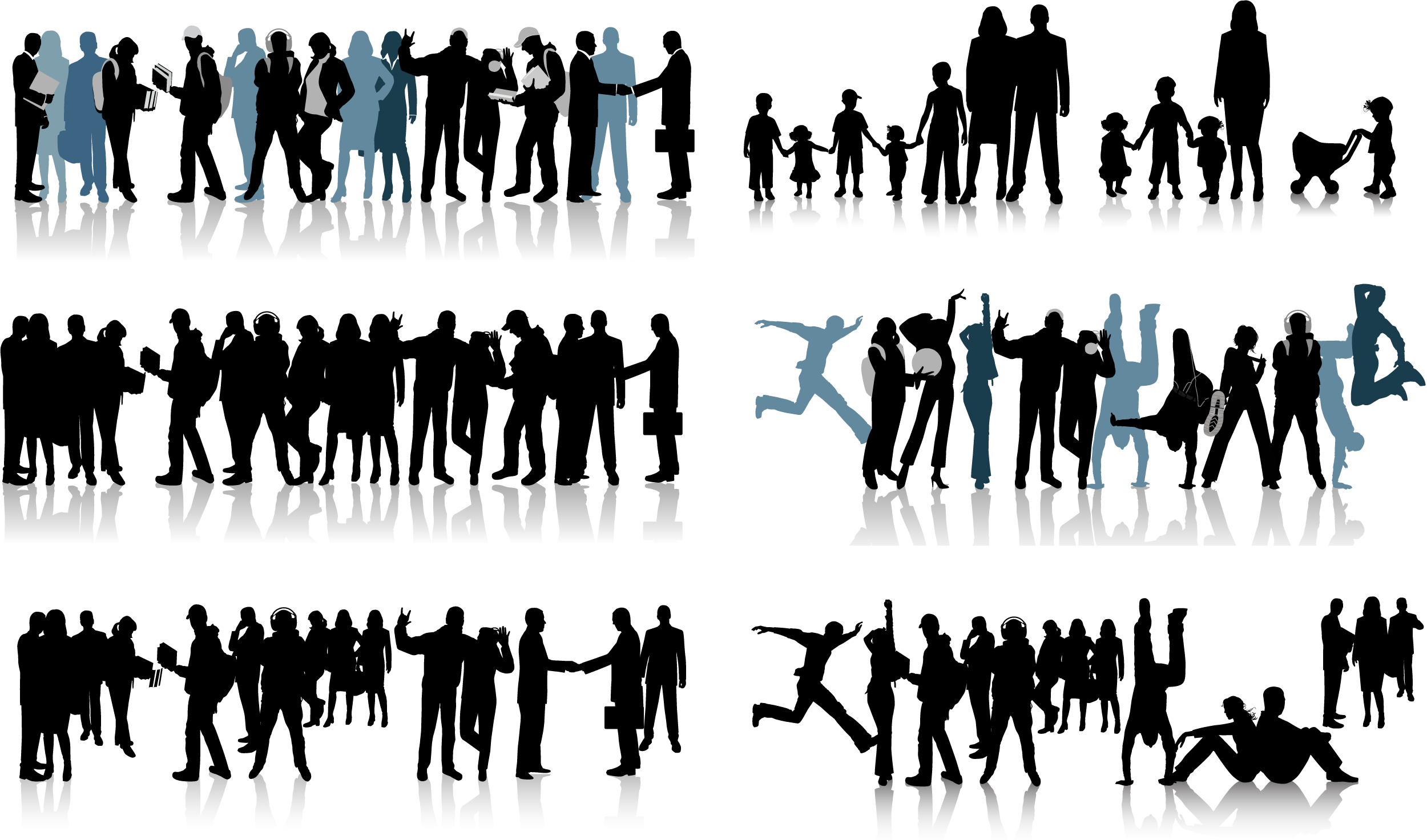 Black and White Silhouette People Vector