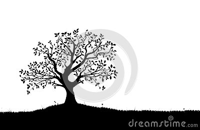 Black and White Tree Silhouette Vector