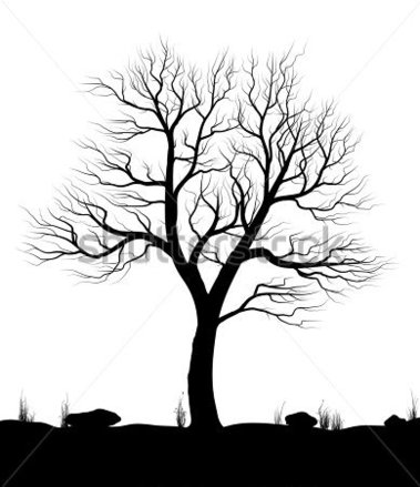 Black and White Tree Vector Illustration