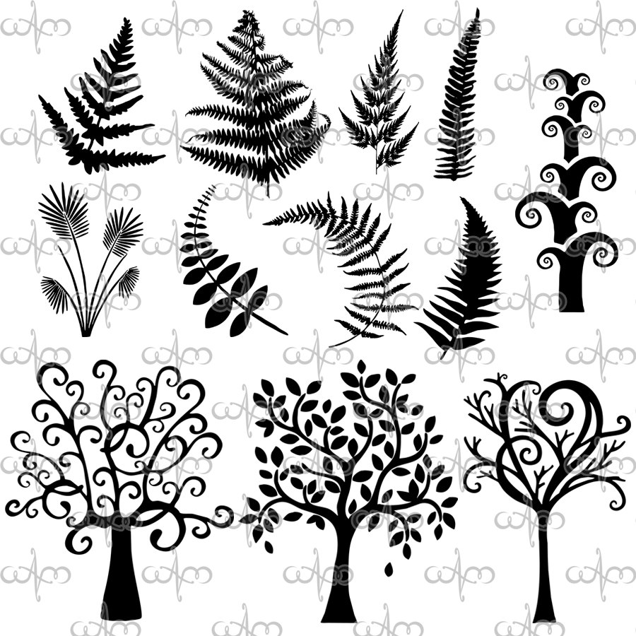 Black Whimsical Tree Clip Art