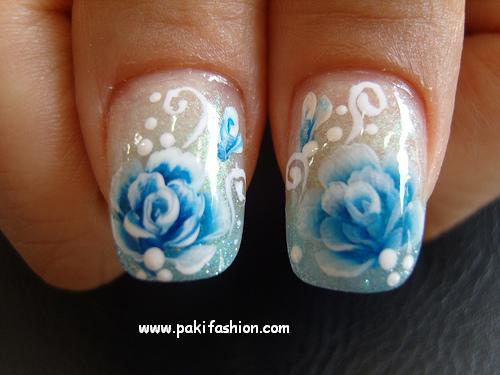 Blue Rose Nail Design