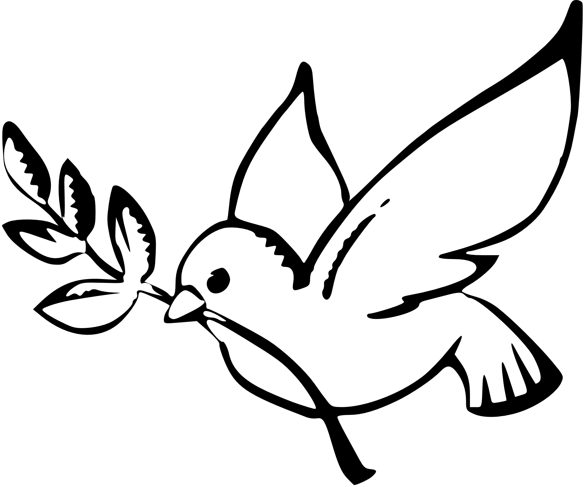 Christmas Dove Clip Art Black and White